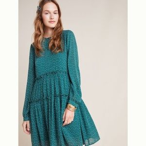 Anthropologie Maeve Esther Green Tiered Tunic - M